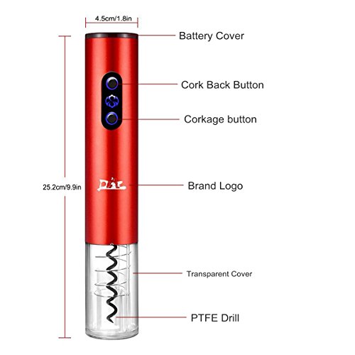 ANOLE Weinflaschenöffner Satz Elektronischer Öffner Korkenzieher mit Folienschneider, Ausgießer und Vakuumstopper Einfach öffnen für Wein Bier Champagner Geschenk Rot - 3