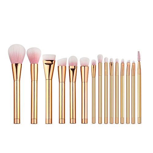 15Pcs Pro Rose Gold Makeup Brushes Powder Foundation Blending Blusher Cosmetics Make Up Brush Set