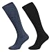Produktbild Tobeni 2 Paar Kompressionsstrümpfe Kniestrümpfe Baumwolle für Damen und Herren Farbe 1x Jeans 1x Schwarz Grösse 43-46