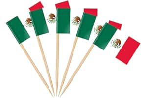 Ahfulife 200 Bandera de Palillos de Dientes México, Sándwich Bandera de Palillos de Dientes, Comida, Vasos de Papel Pasteles, Cócteles, Frutas, Suministros de Fiesta, Decoración de Bares