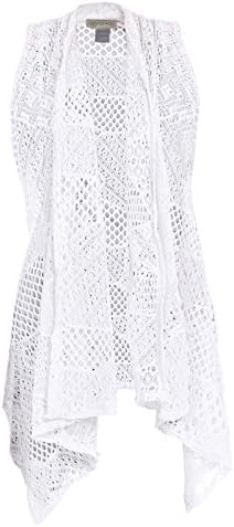Anna-Kaci Womens Sleeveless Open Front Crochet Shawl Cardigan Bikini Cover Up