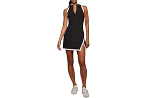 FAROLY Womens Sleeveless Golf Tennis Polo Dress Cuello en V Zip Up Ligero de Secado Rápido de Las Señoras Vestidos Atléticos