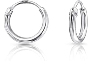 DTPSILVER Pendientes Aro Plata Mujer - Pendientes Aro Hombre - Pendientes Aros Plata de Ley 925 - Aros Plata Mujer Hombre Niña - Espesor 1.5 mm Diámetro 8, 10, 12, 14, 16, 18, 20, 25, 30, 40, 50, 60,70,80 mm