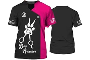KEEPMORE Pet Groomer Camicia Uomo Donna Animale Cane Groomer 3D Stampato T-Shirt Unisex Grooming Uniforme Manica Corta Top Moda Estiva O Collo Abbigliamento da Lavoro Tees