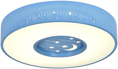 SJUN Children's room LED ceiling lamp Children's lamp white fully dimmable with remote control Children in the room of the girls bedroom light LED ceiling lamp princess warm room stars romantic round lights ( Color : Blue-60CM )