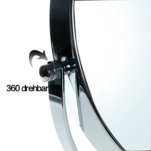 HIMRY® Kosmetik Spiegel 8 inch, 360° drehbar, 5X Vergrößerung. 2 Spiegel: normal und 5 – fach Vergrößerung, Designed Kosmetikspiegel, 19 cm ø, verchromt, KXD3118-5x - 5