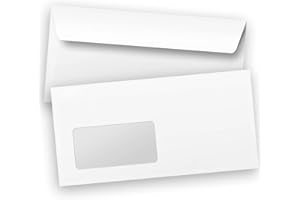 ‎EINLADUNGSKARTEN MANUFAKTUR HAMBURG 50 x Briefumschläge DIN LANG (220 x 110 mm), gerade Klappe, selbstklebend MIT Fenster, Business weiß, 80 g/qm