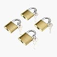 Hookcart Small Brass Polished Lock and Key (Gold) - Set of 4