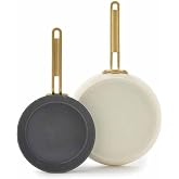 GreenPan Stanley Tucci Frying Pan Set 2-Piece Ceramic Coating Carrara White 20cm 26cm