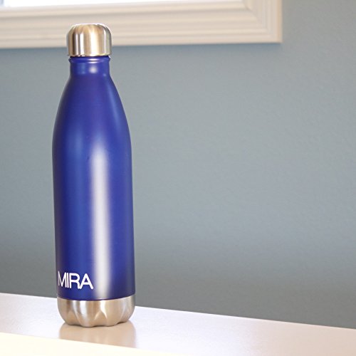 MIRA doppelwandige vakuumisolierte Edelstahl-Wasserflasche, 0,75 l, Colaflaschenform, blue, von MIRA Brands - 5