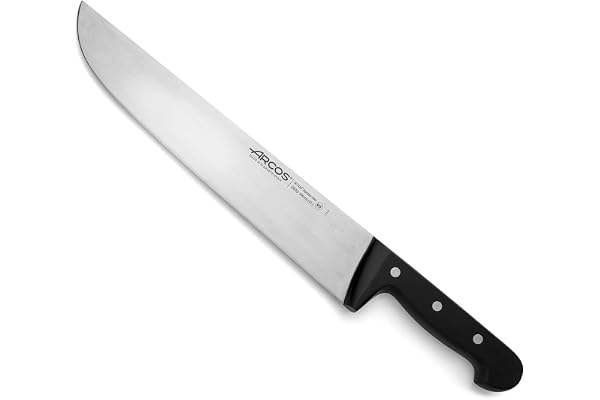 Arcos Couteau de Boucher Professionnel. Lame en Acier Inoxydable Nitrum 300 mm. 394 g. Manche Ergonomique en POM. Série Universelle. Couleur Noire