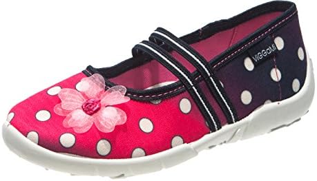 VIGGAMI Girls Slippers Ballerinas Nicole (Pink/Navy, EU 26 = UK 8,5)