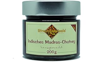 ‎STREUOBSTWIESLE Streuobstwiesle Indisches Madras Chutney - 200 g - Herzhafte, handgerührte, aromatische Sauce aus Deutschland zum Grillen, zum Fondue, zum Raclette, zum Kase, zum Reis.