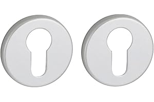 Coppia borchie, rosetta tonda Canopee Ã˜ 50mm foro per cilindro europeo, argento - THIRARD