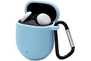 QJONSIU Fodral Kompatibel med Google Pixel Buds 2a, Stötskyddad Mjuk Silikonfodral Case med Karbinhake, Helkroppsskydd Skydds