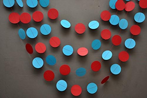 Circus garland - Aqua red garland - Party decorations - Paper garland - Birthday decorations - Nursery - Circles garland