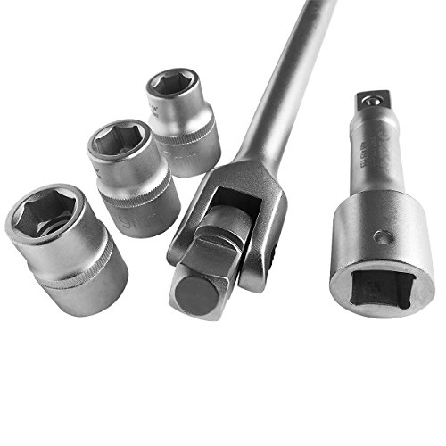 S&R Steckgriff SET 3/4″ 600 mm, Ø 20 mm mit Nüsse 17″,19″,21″: Kraft-Gelenkgriff 3/4″ mit Verlängerung und 3 Steckeinsätze 17″, 19″, 21″ ; Steck-Drehgriff Schiebegriff 600mm, Extra Belastbar – Ø 20 mm, Bruchfest, mattiert, INDUSTRIE QUALITÄT - 2