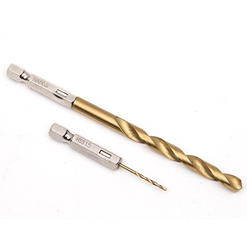Fortag 13 tlg HSS Spiralbohrer Set mit Sechskantschaft Satz Bohrersatz Holz Holzbohrer Micro Bohrer Bithalter Drill Bit 1.5-6.5mm - 4