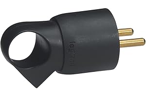 LEGRAND | Fiche 2P+T 16A Franco-Belge Anneau Fixe Plastique, Sortie Droite, Noir, Raccordement Avec Serre-Câble À Vis, Utilisation Intérieure, Compacte Et Facile À Débrancher