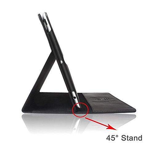 Boriyuan IPad mini 4 Hülle Echt Ledertasche Smart Cover Leder Case aus echtem Leder im Bookstyle mit Standfunktion, Auto Sleep Wake up und Fach für Kreditkarten (Schwarz) - 7