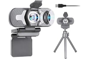 DERICAM Webcam 1080P Full HD, Webcam USB, Videocamera per Computer Plug and Play per PC, Mac, laptop, per Streaming di Videochiamate, Conferenze, Giochi, Lezioni Online