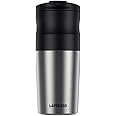 Lepresso Portable Mini Coffee Maker With Grinder and Stainless Steel Mug 400ml Travel Mug, Drip Filter, Adjustable Grind Size, Portable Coffee Machine, 1300 mAh Battery, Burr Grinder