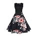 Produktbild Damen Vintage Kleid Yesmile Hepburn 50er Jahre Retro Swing Vintage Rockabilly Kleid Faltenrock Floral Print Bodycon Ostern Kleid Mode A Line Festliche Kleid Cocktailkleider Vintage Kleidung Retro Rockabilly Cocktail Estive Party Dress Retro Swing Falten Kleid (2XL, Schwarz-A)