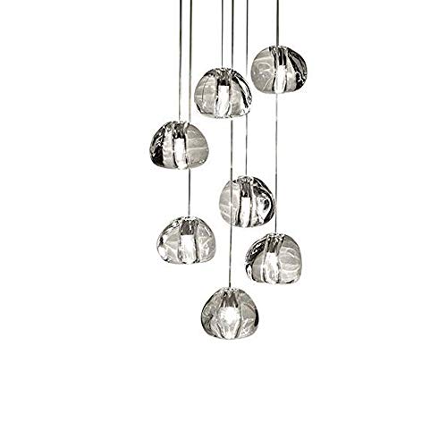 Preisvergleich Produktbild Esszimmerlampe LED Pendelleuchte Creative Durchsichtig Kristall Kronleuchter Industrielle Hängeleuchte 7-flammig Höhenverstellbar Pendellampe für Schlafzimmer Esstisch Wohnzimmer Treppen G4 Warmweiß