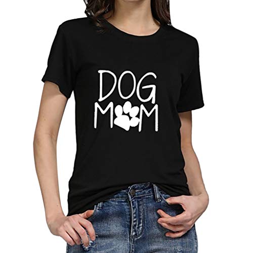 JERFER Maglietta Donna Nuovi Prodotti Nell'Estate 2019 T-Shirt Casual O-Collo A Maniche Corte con Stampa Madre Cane Allentata