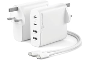 ALOGIC 100W 4-Port PD USB C Wall Charger with GaN Fast Tech, 2 USB-C, 2 USB-A, Dynamic power allocation, Power delivery 3.0 charger, Compatible with most USB-C Laptops, Smartphones, etc.