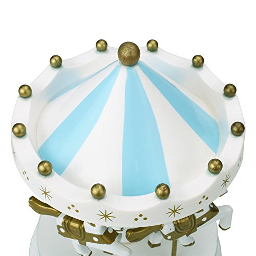 Peradix Spieldose Karussell Spieluhr mit Musik Dekoration Music Box Holz (Blau) - 3