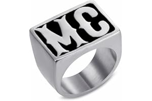 BOBIJOO Jewelry - Bague Chevalière Homme MC Biker Motorcycle Club Rectangulaire Acier Inoxydable