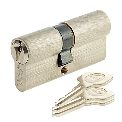 Yale YC500+ Cylindre de Serrure 40x50 mm pour Porte Extérieure/Entrée, 5 Goupilles, 3 Clés, Nickelé