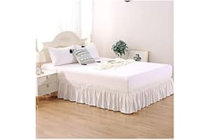 AQIGR Gonne da Letto Elasticizzata Balze Mantovana Giroletto Matrimoniali/Una Piazza e Mezzo/Singolo Tre Lati Tessuto Around Bed Wrap con Cinture Regolabili Facile da Pulire