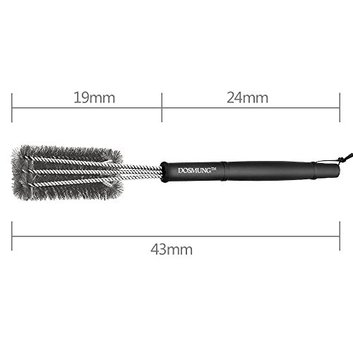 DOSMUNG Grillbürste-BBQ Grillbürste, Edelstahl Borsten, 3 Edelstahl Bürsten in 1 Reiniger Werkzeug, Geeignet für Weber, Charbroil, Gas, Infrarot und Holzkohlegrills - 4