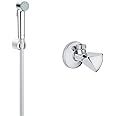 GROHE Tempesta-F Trigger Spray 30 27513001 1 Jet Shower Set with Wall Bracket & 22940000 | Mini TDL Angle Valve