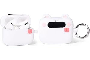 Etui do AirPods Pro 2. / 1. generacji (2023/2022/2019) z brelokiem, silikonowe etui XMBYGY z uroczą kreskówką, ochronne, odporne na wstrząsy pokrowce z zestawami dla kobiet, mężczyzn (CatEarWT)