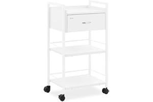 ‎PHYSA WELLNESS & LIFESTYLE Physa Physa CT-6 Cosmetic Trolley 1 Drawer 3 Shelves 470 x 330 mm Max. 65 kg Steel / MDF / Plastic White 4 Wheels Work Trolley Cosmetic Side Trolley Salon Trolley