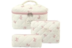 NOCYCLONIC 3-Piece Cosmetic Bag Set Make Up Bag Emergency kit Girls School Bag,Kosmetiktasche groß,Aesthetic Stuff Clean Girl Coquette Aesthetic Cosmetic,Cute Beauty (V)