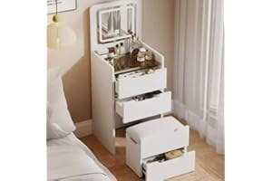 myself 21 SHOP® Mobile Toeletta Postazione Trucco con Specchio Luci e Sgabello Nascosto con cassetti per ragazze bambine Centro di Bellezza Copertura Moderna Multifunzionale 80x40x60 - BIANCO