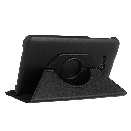 EnGive 360° Drehbares Ledertasche Schutzhülle Leder Tasche Samsung Galaxy Tab 3 7.0 Lite T110 T111 (7 Zoll) Hülle (Samsung Galaxy Tab 3 7.0 Lite, Schwarz) - 3