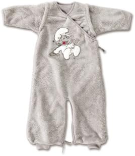 Baby Boum Unisex Baby 70cm Long 3-in-1 Sleeping Bag and Jumpsuit with Removable Sleeves with Cute Smurf Appliqué Warm Grey 0-9 Months