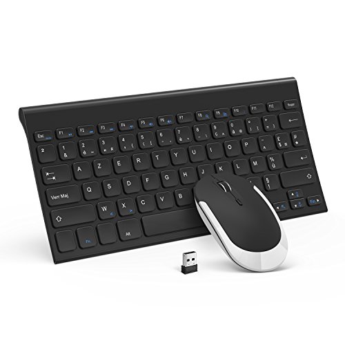 Jelly Comb Ensemble Clavier Souris AZERTY sans Fil Rechargeable Ultra-Mince, Noir et Blanc Jelly Comb Ensemble Clavier Souris AZERTY sans Fil Rechargeable Ultra-Mince, Noir et Blanc
