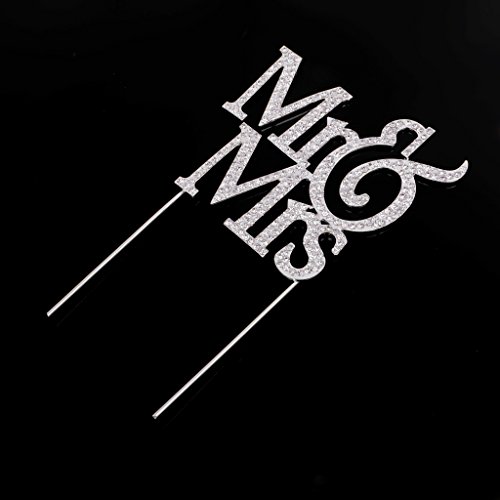 MagiDeal Tortenaufsatz “Mr&Mrs“ Hochzeit Kuchen Aufsatz Topper Kuchen Aufsatz Tortendeko Hochzeit Cake Topper Glitzernd Tortenverzierung Dekoration Tortenstecker Silber - 3