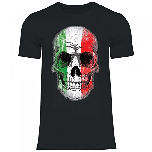 Royal Shirt df16 Herren T-Shirt Italien Italy Flagge | WM Em Fußball Totenkopf Trikot, Größe:M, Farbe:Black