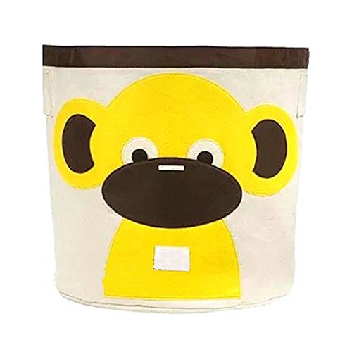 ALLTOP Premium Cartoon Foldable Cotton Line Laundry Basket Folding Children Toys Organiser Storage Basket Clothes Holder, Monkey Pattern