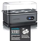 Arendo - Eierkocher Edelstahl mit Warmhaltefunktion | Kipp-Funktionsschalter mit Indikationsleuchte | frei wählbarer Härtegrad | rostfreier gebürsteter Edelstahl | in Cool Grey - 3