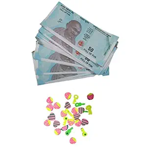 IMTION 2 in 1 ( 11 Pcs Cartoon Eraser + 90 Pcs Nakli Note 50 Rs Artificial Note ) for Kids