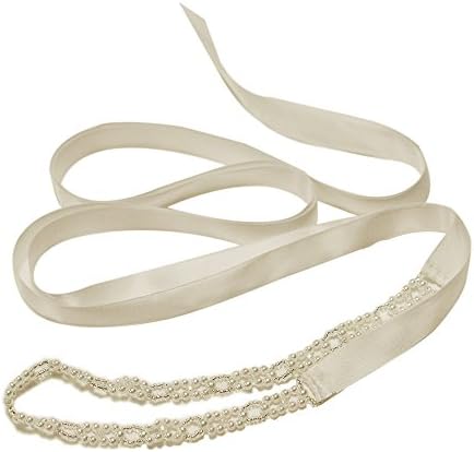 TOPQUEEN Women's Pearl Decorated Bridal Wedding Dress Belt Sash Waist Belt (S246-Ivory)