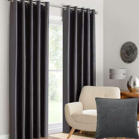 UAREHOME Thermal Supersoft Blackout Curtains Pair Eyelet Ring Top (46x54, Charcoal)